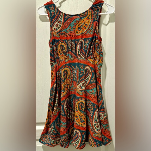 Free People Sleeveless Dancing Pretty Paisley A-line Mini Skater Dress - Picture 3 of 8